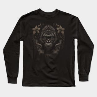 Gorilla decorated with Javanese ornaments Long Sleeve T-Shirt